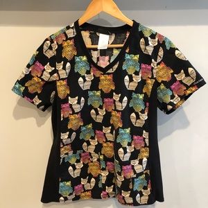 Cherokee Fox and Owl scrub top
